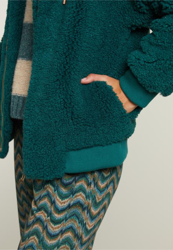 Blouson Bombardier Vert Oversize avec Capuche - W