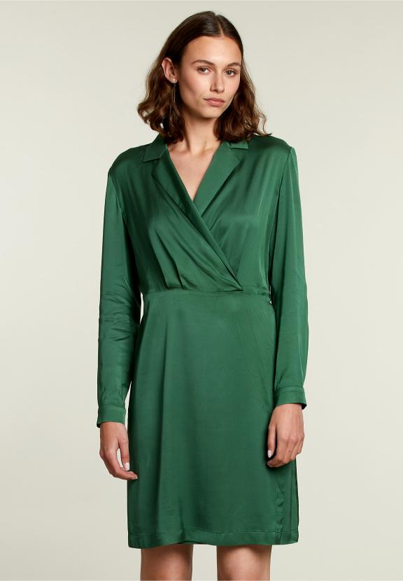 Green Uni V-Neck Dress - Groen