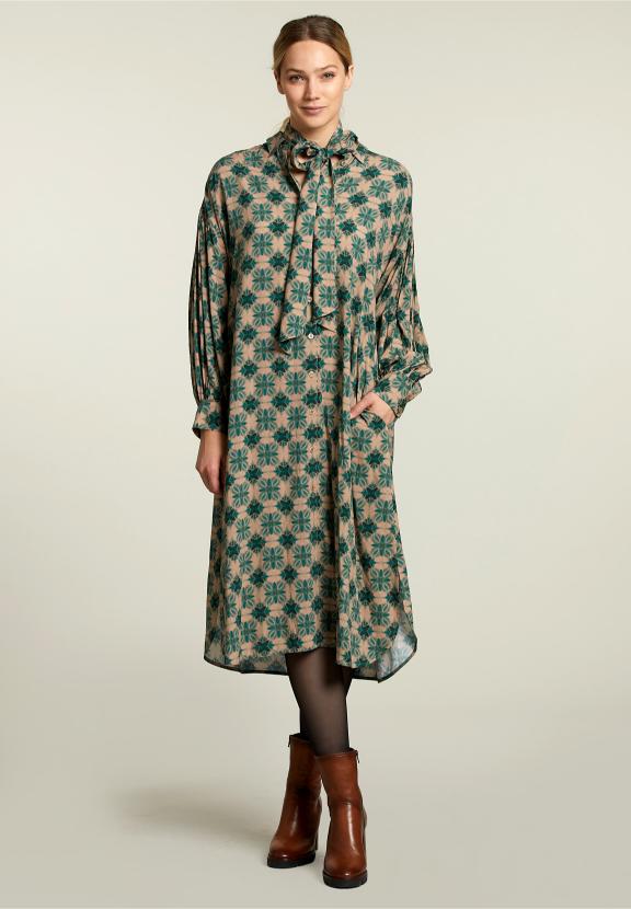 Multi Fantasy Balloon Sleeves Dress - Groen