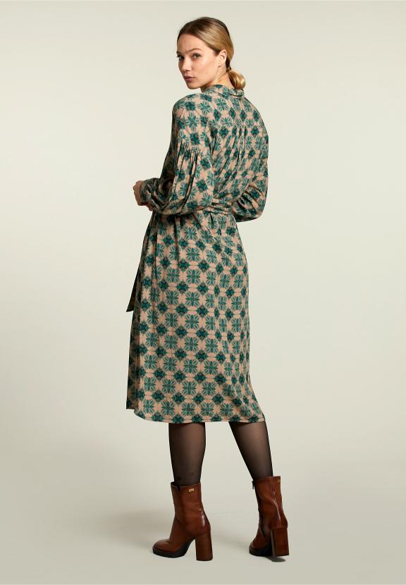 Multi Fantasy Balloon Sleeves Dress - Groen