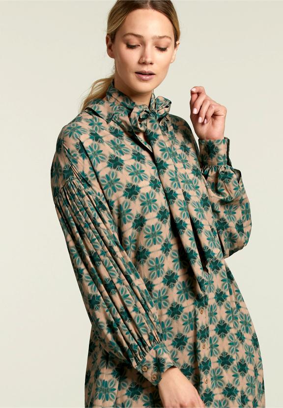 Multi Fantasy Balloon Sleeves Dress - Vert