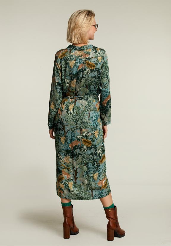 Multi Fantasy Dress With Buttons - Groen