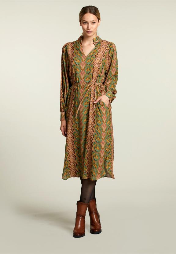 Robe Multi-Fantaisie à Col en V - Marron - W