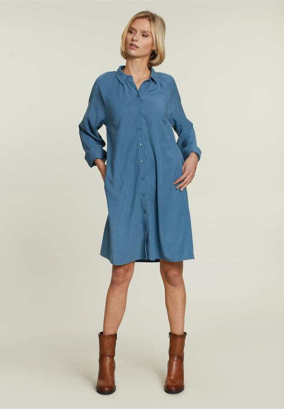 Robe bleue avec des boutons - W