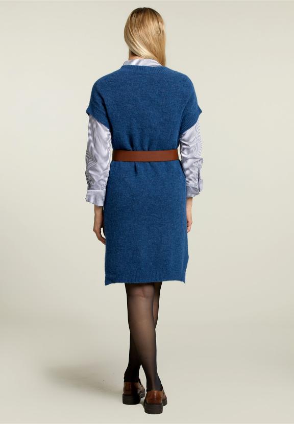 Blue Knitted Sleeveless Dress - Blauw