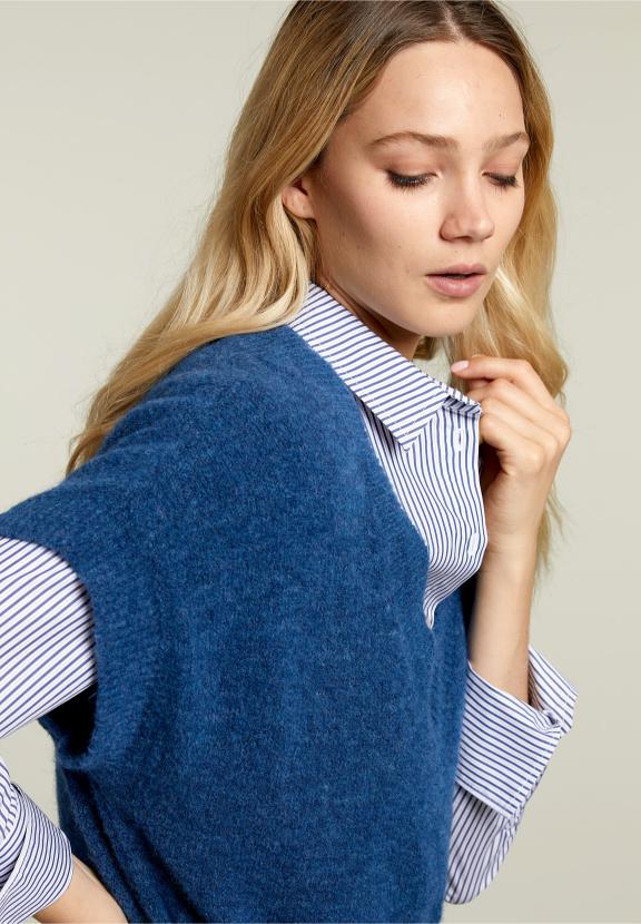 Blue Knitted Sleeveless Dress - Blauw