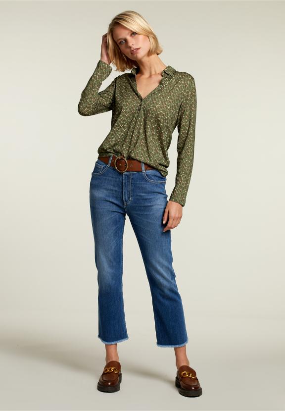 Green/Brown V-Neck T-Shirt - Groen