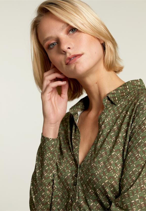 Green/Brown V-Neck T-Shirt - Groen