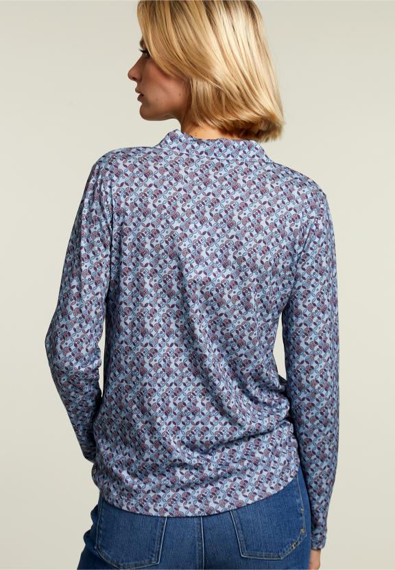 T-shirt bleu/violet à col en V - W