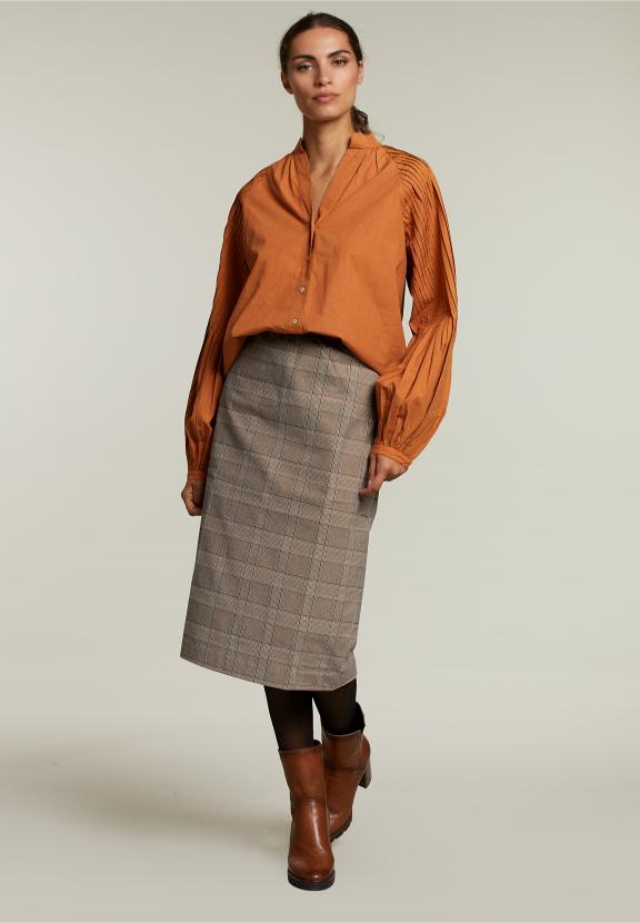 Multi Checked Midi Skirt - Bruin