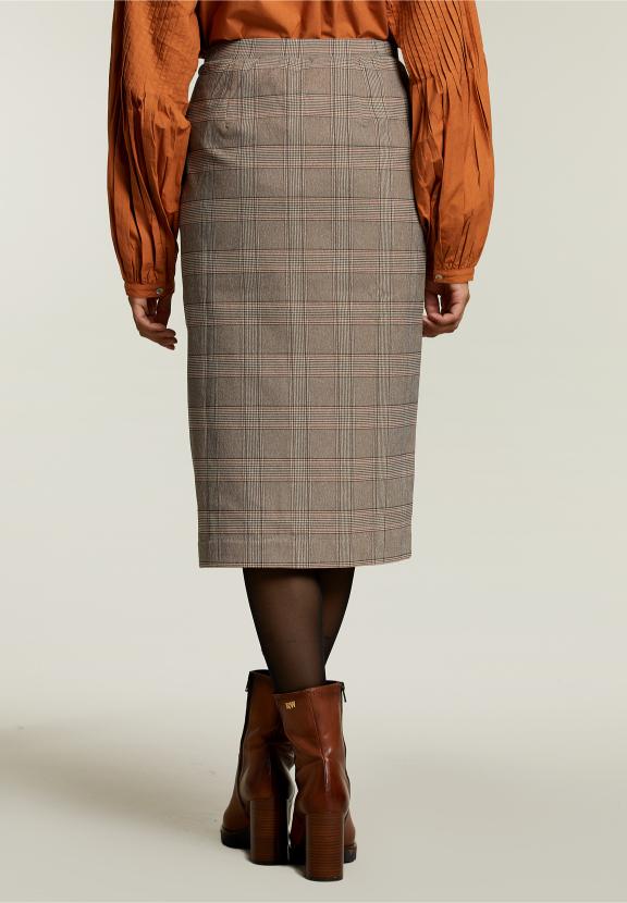 Multi Checked Midi Skirt - Bruin