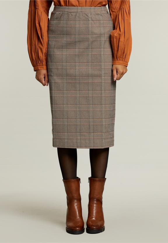 Multi Checked Midi Skirt - Bruin