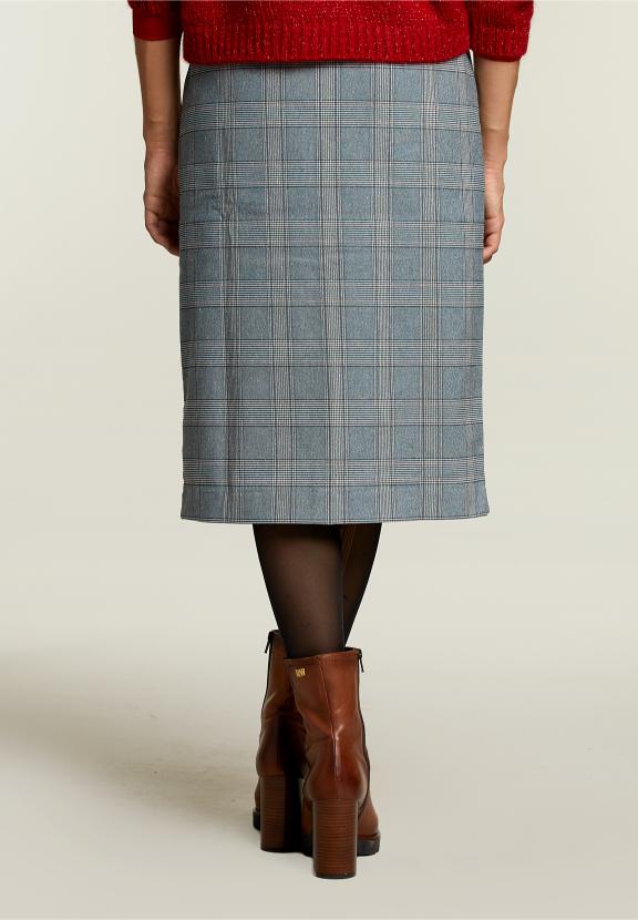 Multi Checked Midi Skirt - Blauw