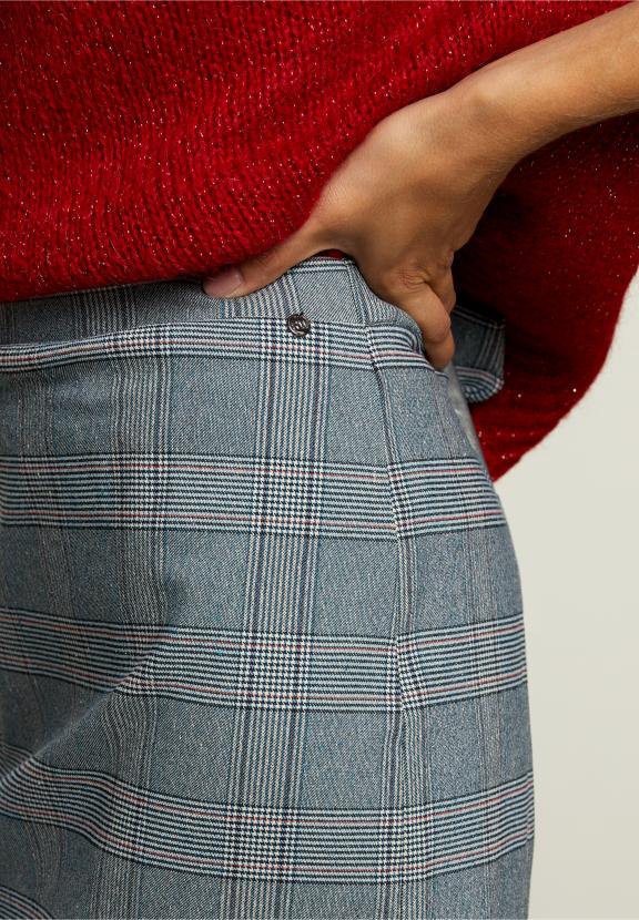 Multi Checked Midi Skirt - Blauw