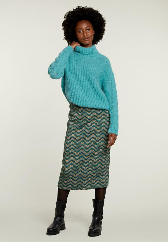 Multi Jacquard Midi Skirt - Groen