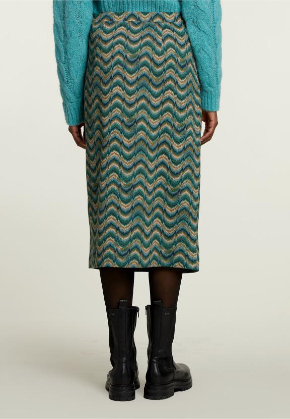 Multi Jacquard Midi Skirt - Groen