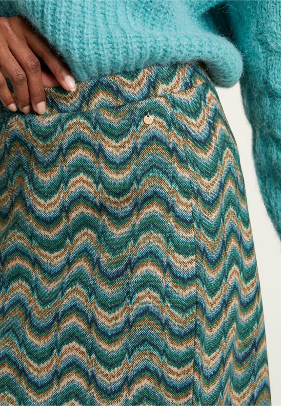 Multi Jacquard Midi Skirt - Groen