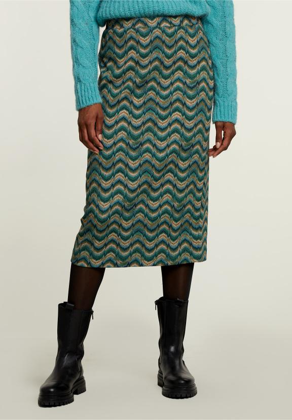 Multi Jacquard Midi Skirt - Groen