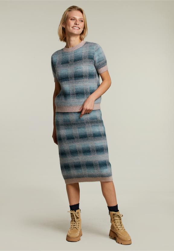 Multi Knitted Jacquard Midi Skirt - Groen