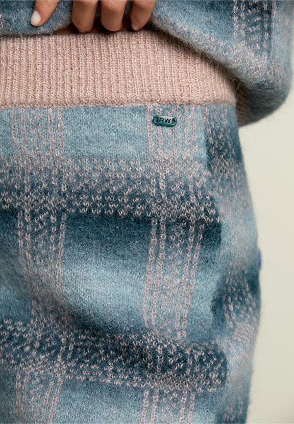 Multi Knitted Jacquard Midi Skirt - Groen