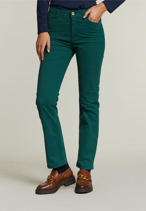 Kaki Lange 5-Pocket Broek - Groen - W