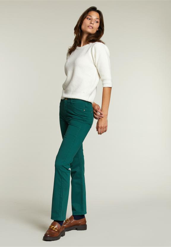 Kaki Lange 5-Pocket Broek - Groen - W