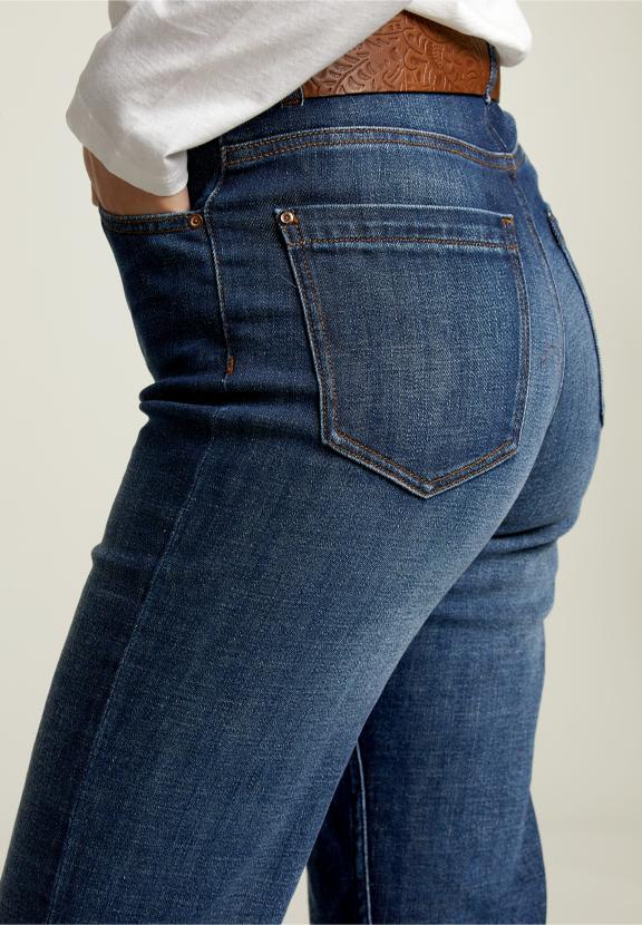 Jean droit taille haute en denim - W