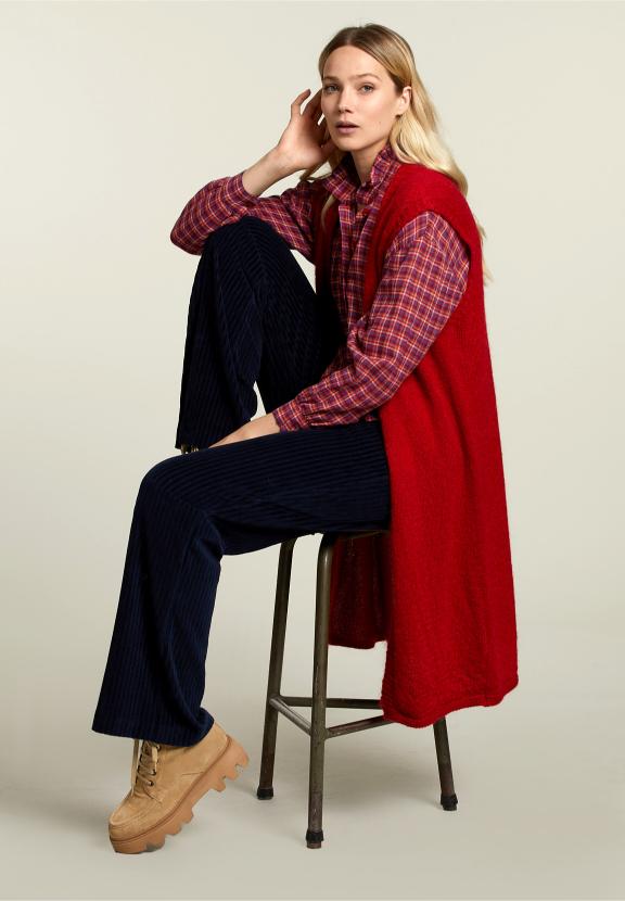 Meermaals Gecontroleerde Blouse - Rood - W
