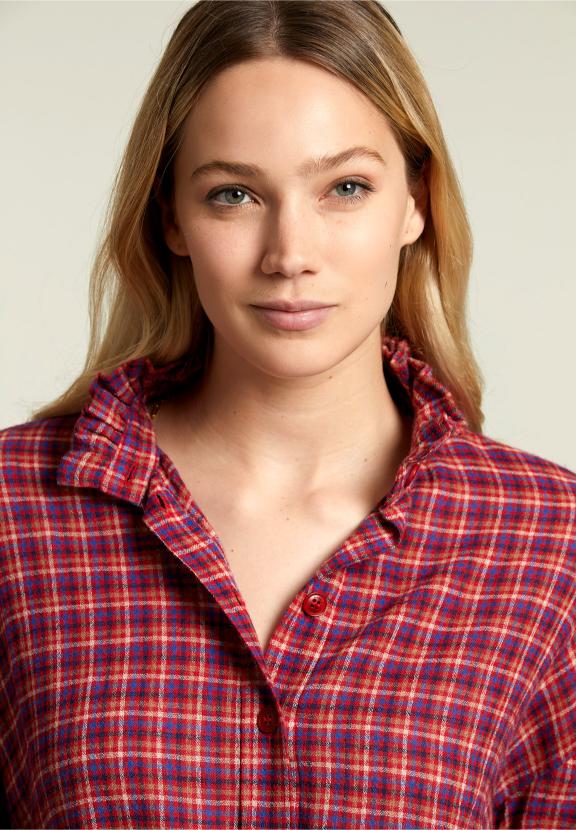 Meermaals Gecontroleerde Blouse - Rood - W