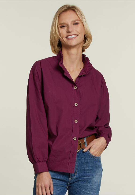 Purple Blouse Ruffle Collar - Violet