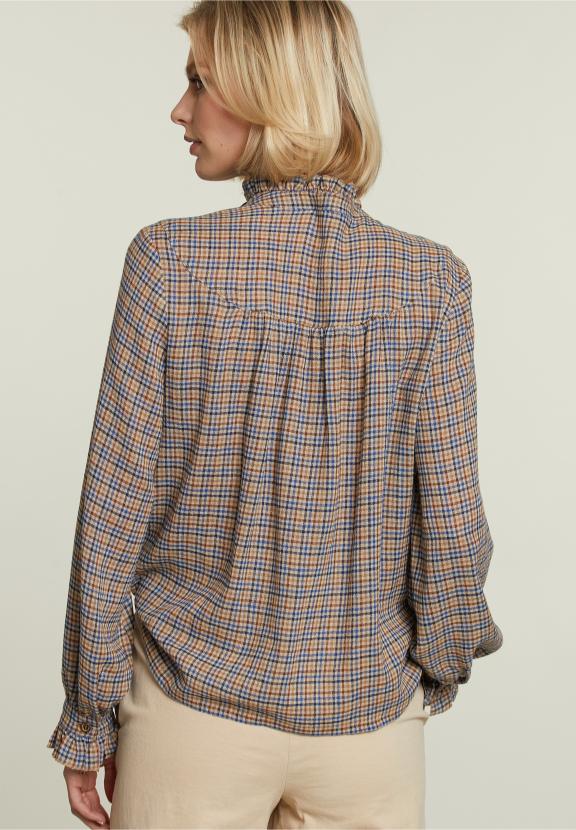 Meermaals Gecontroleerd Overhemd Fantasie Halslijn - Bruin - W