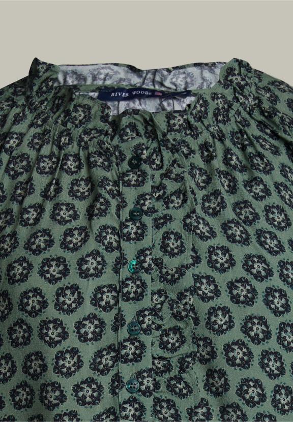 Multi-Fantasie Blouse Met Ballonmouwen - Bruin - W