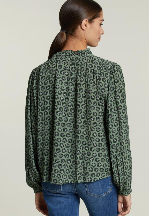Multi Fantasy Blouse Balloon Sleeves - Bruin