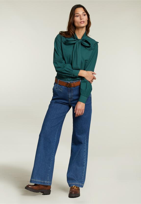 Green Blouse With Bow - Groen