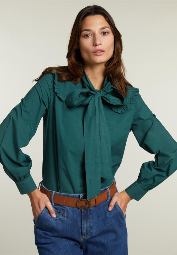 Green Blouse With Bow - Groen