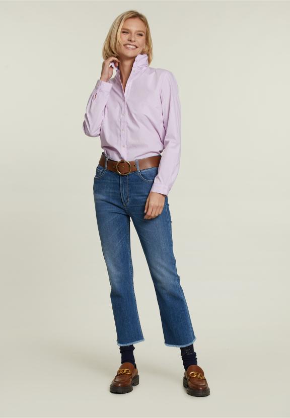 Pink Striped Mock Neck Blouse - Roze