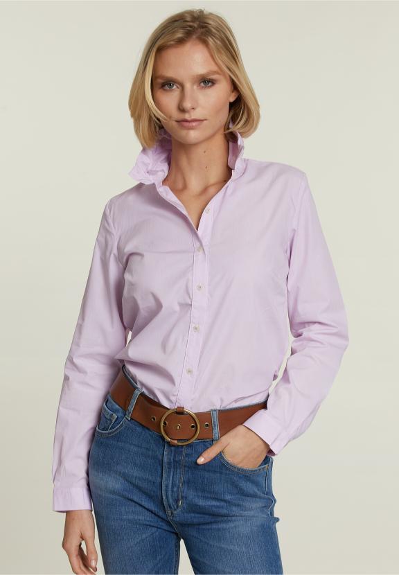 Pink Striped Mock Neck Blouse - Roze