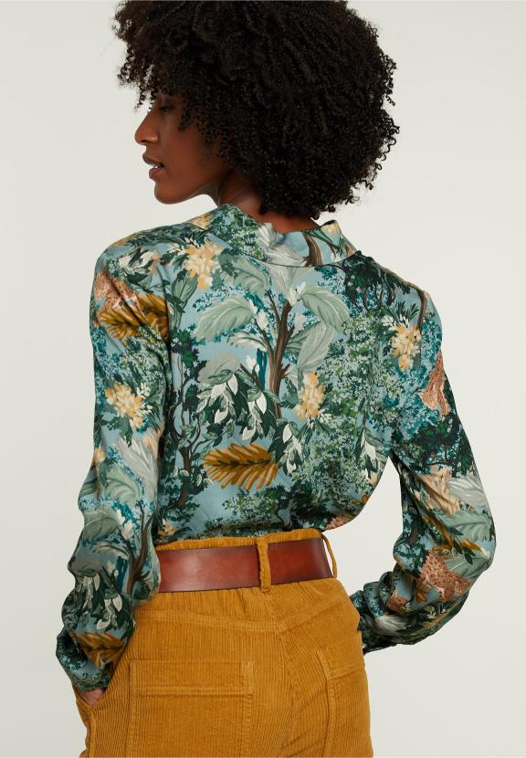 Multi Viscose Blouse With Buttons - Groen