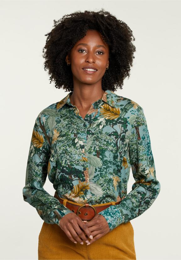 Multi Viscose Blouse With Buttons - Groen