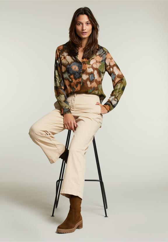 Khaki/Brown Fantasy Blouse With Buttons - Meervoudig