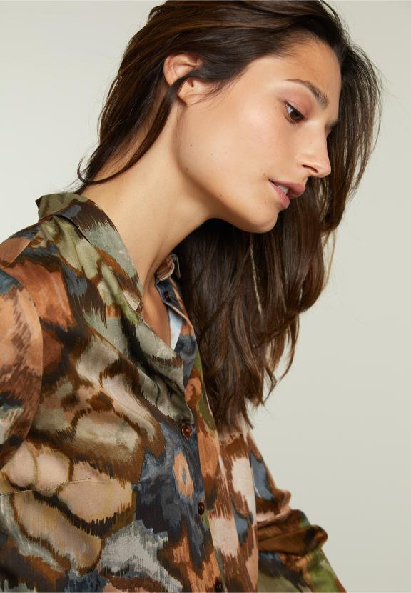 Khaki/Brown Fantasy Blouse With Buttons - Meervoudig