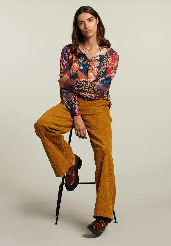 Multi Fantasy V-Neck Blouse - Rouge