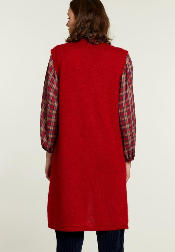Red Sleeveless Cardigan - Rood