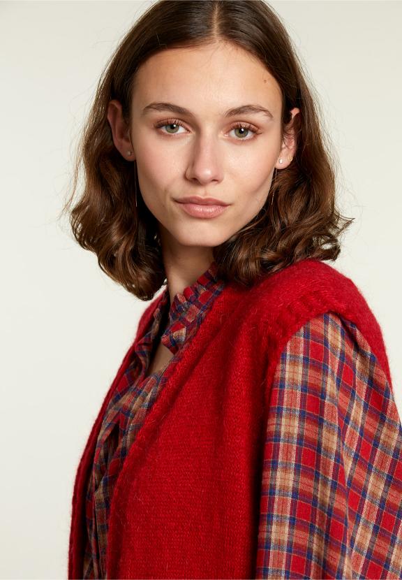 Red Sleeveless Cardigan - Rood