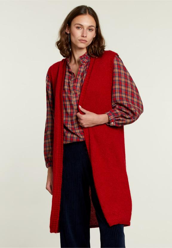Red Sleeveless Cardigan - Rood
