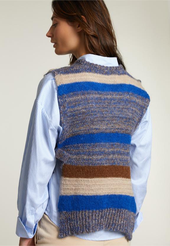 Multi Striped Crew Neck Spencer - Groen