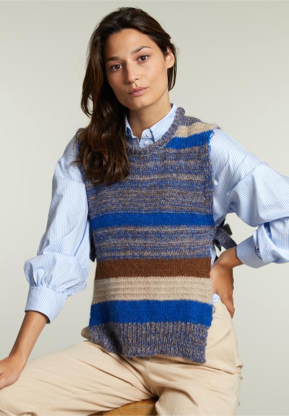 Multi Striped Crew Neck Spencer - Groen