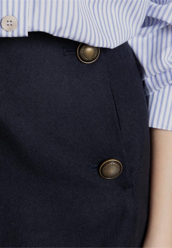 Navy Mini Skirt With Buttons - Blauw