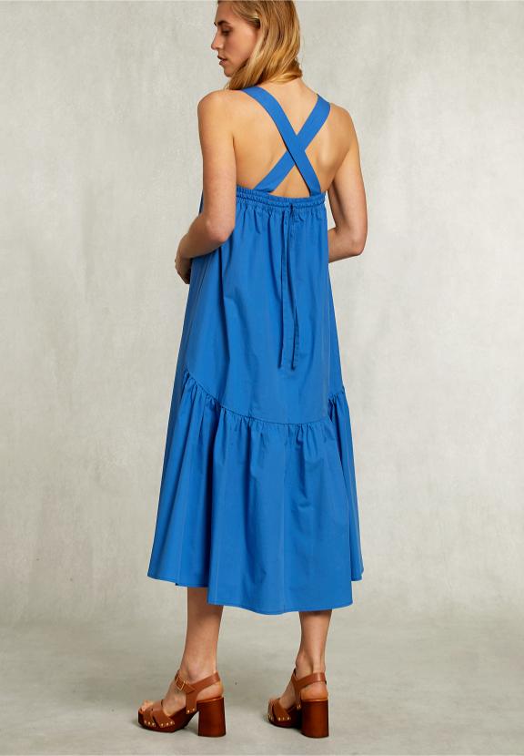 Blue Dress With Crossed Back - Blauw