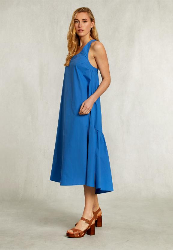 Blue Dress With Crossed Back - Bleu